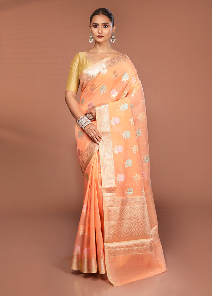 Pink Kora Silk Saree With Blouse Piece