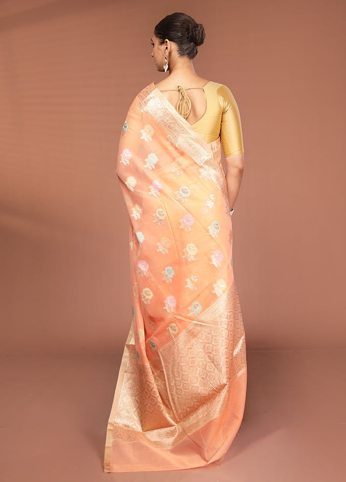 Pink Kora Silk Saree With Blouse Piece