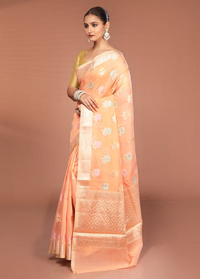 Pink Kora Silk Saree With Blouse Piece