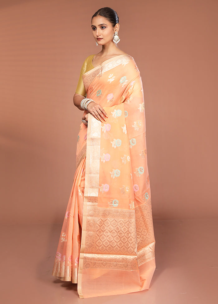 Pink Kora Silk Saree With Blouse Piece