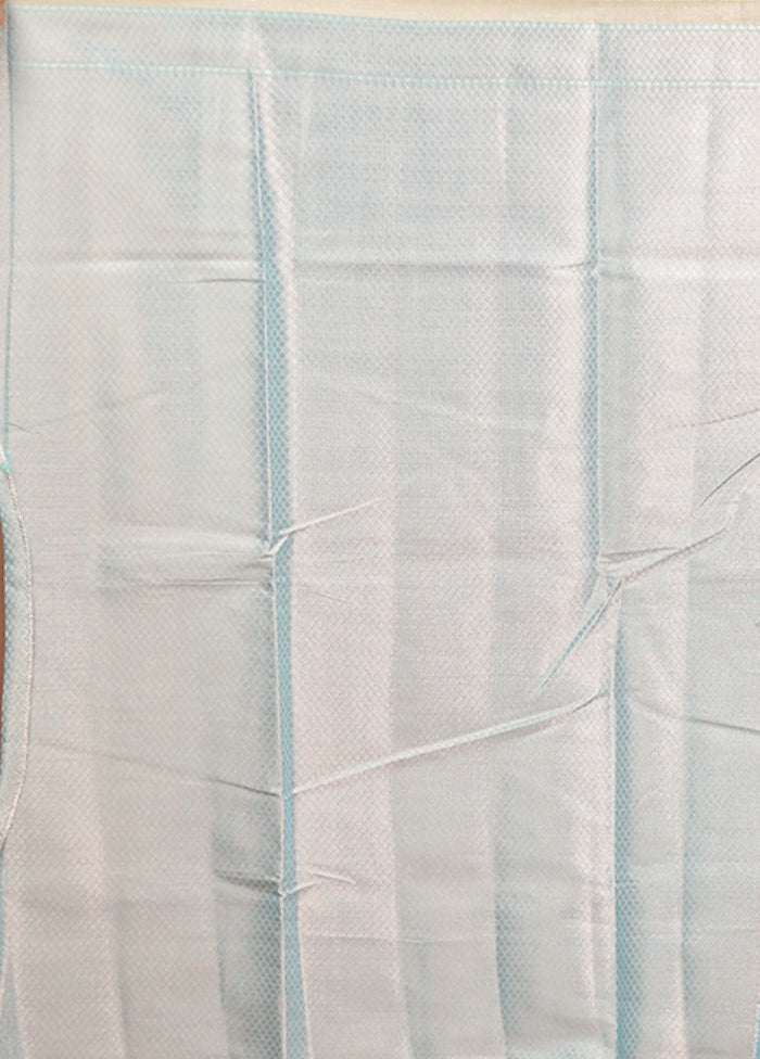 Blue Kora Silk Saree With Blouse Piece
