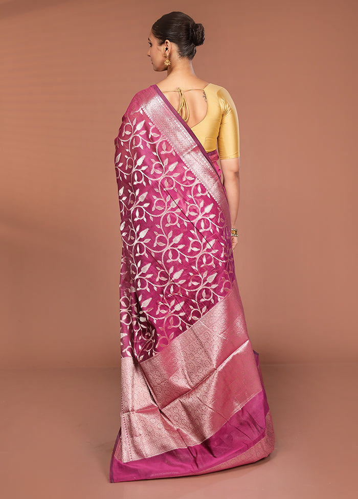Pink Kora Silk Saree With Blouse Piece