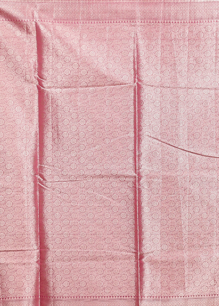 Pink Kora Silk Saree With Blouse Piece