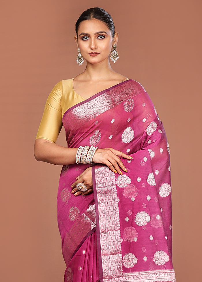 Purple Kora Silk Saree With Blouse Piece