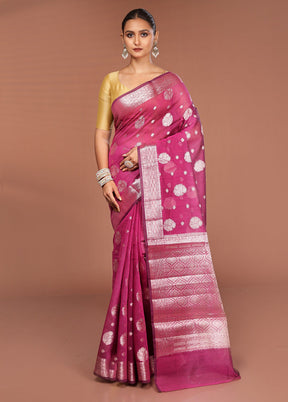 Purple Kora Silk Saree With Blouse Piece