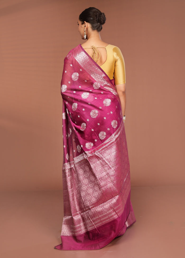 Purple Kora Silk Saree With Blouse Piece