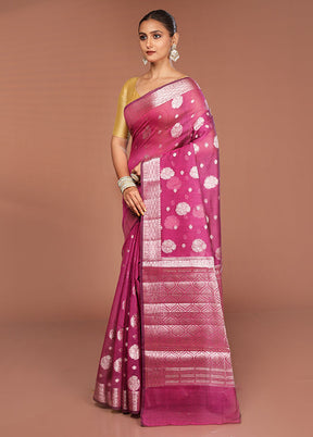 Purple Kora Silk Saree With Blouse Piece
