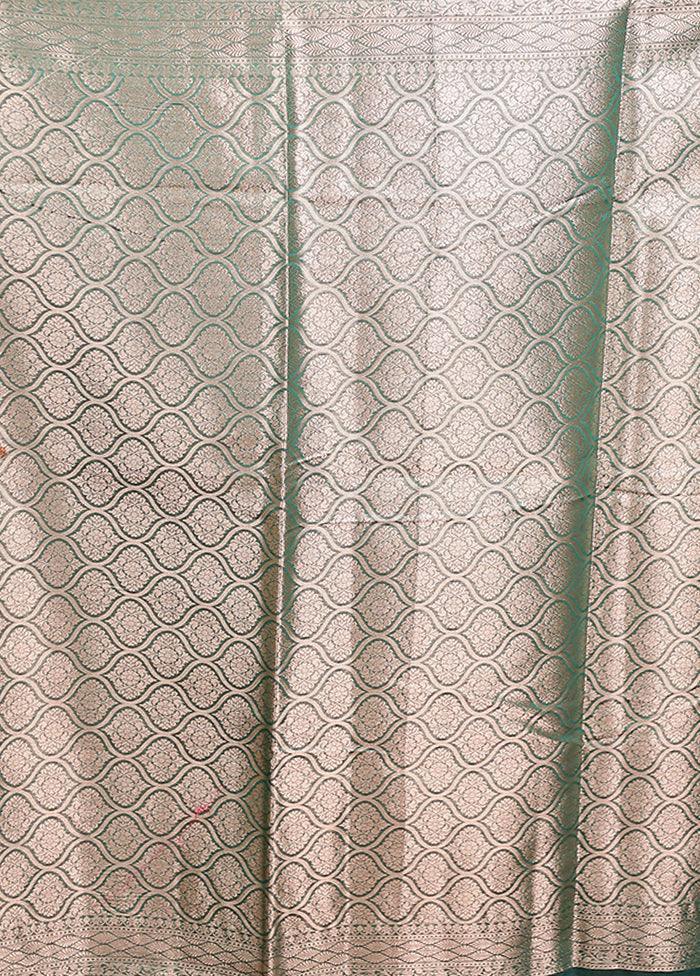 Green Kora Silk Saree With Blouse Piece