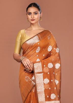 Yellow Kora Silk Saree With Blouse Piece