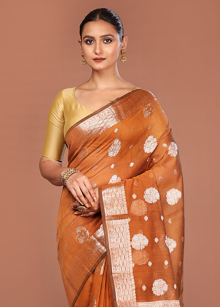 Yellow Kora Silk Saree With Blouse Piece
