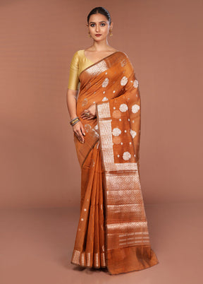 Yellow Kora Silk Saree With Blouse Piece