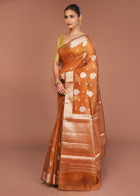 Yellow Kora Silk Saree With Blouse Piece