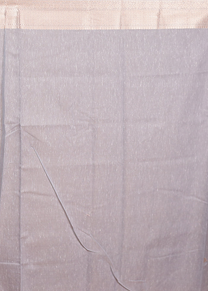 Grey Kora Silk Saree With Blouse Piece