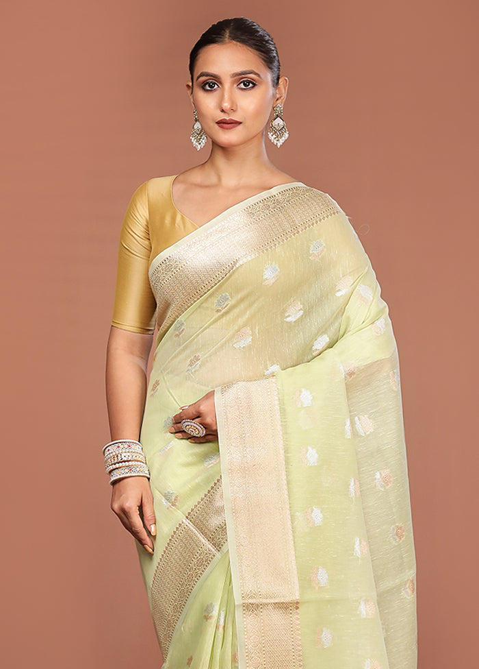 Green Kora Silk Saree With Blouse Piece