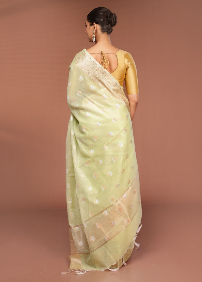 Green Kora Silk Saree With Blouse Piece