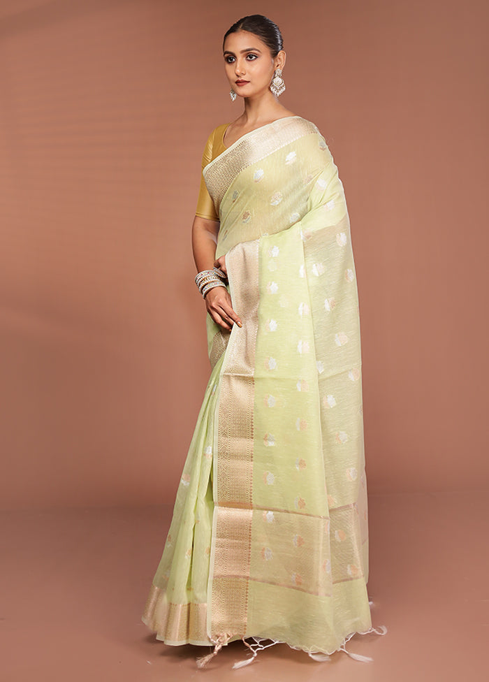 Green Kora Silk Saree With Blouse Piece