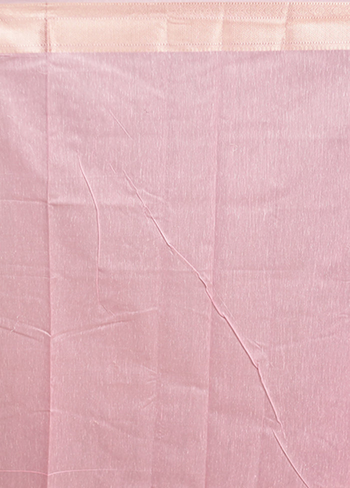 Pink Kora Silk Saree With Blouse Piece