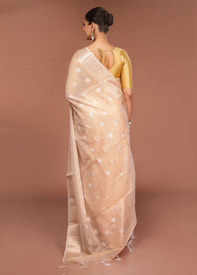 Cream Kora Silk Saree With Blouse Piece