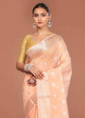 Pink Kora Silk Saree With Blouse Piece