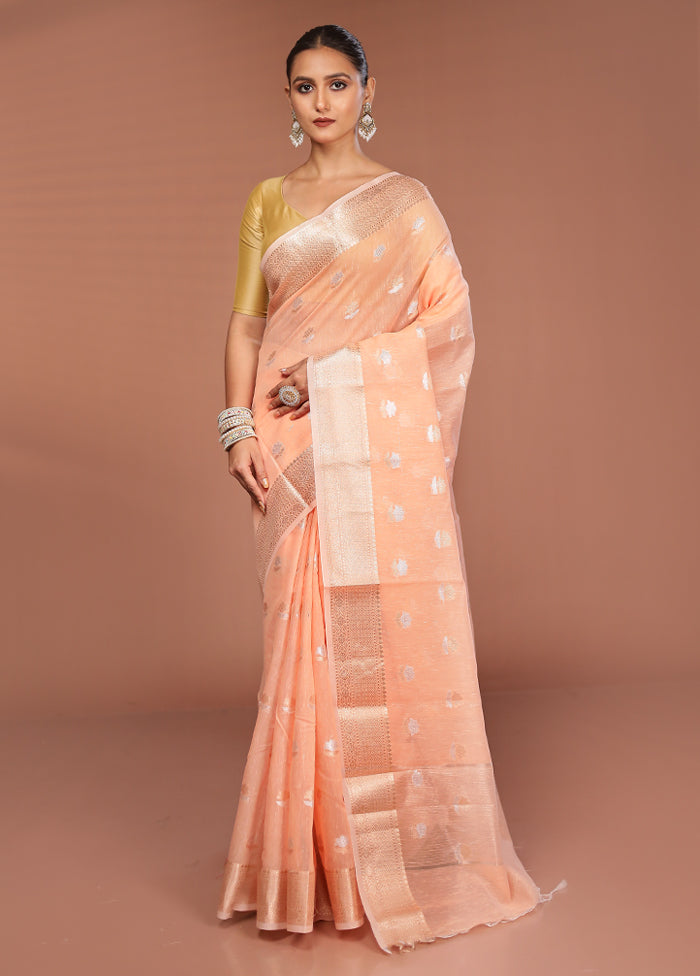 Pink Kora Silk Saree With Blouse Piece
