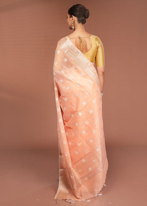 Pink Kora Silk Saree With Blouse Piece