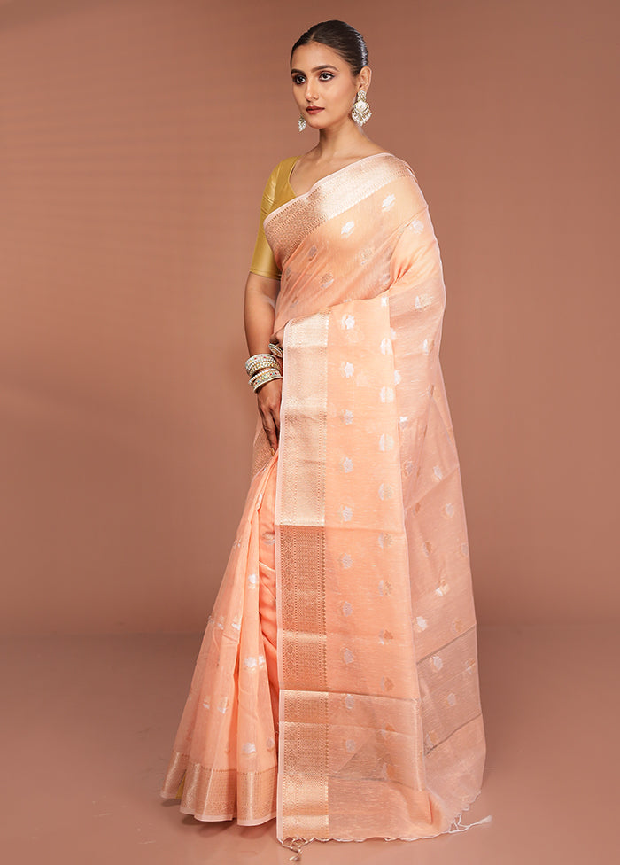 Pink Kora Silk Saree With Blouse Piece