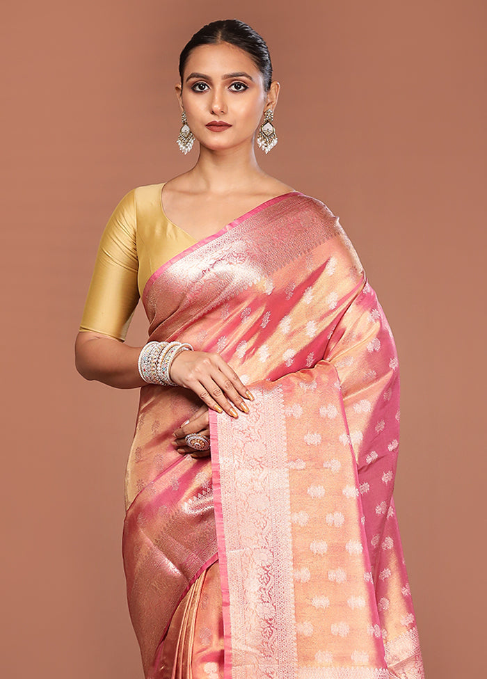 Pink Tissue Silk Saree With Blouse Piece
