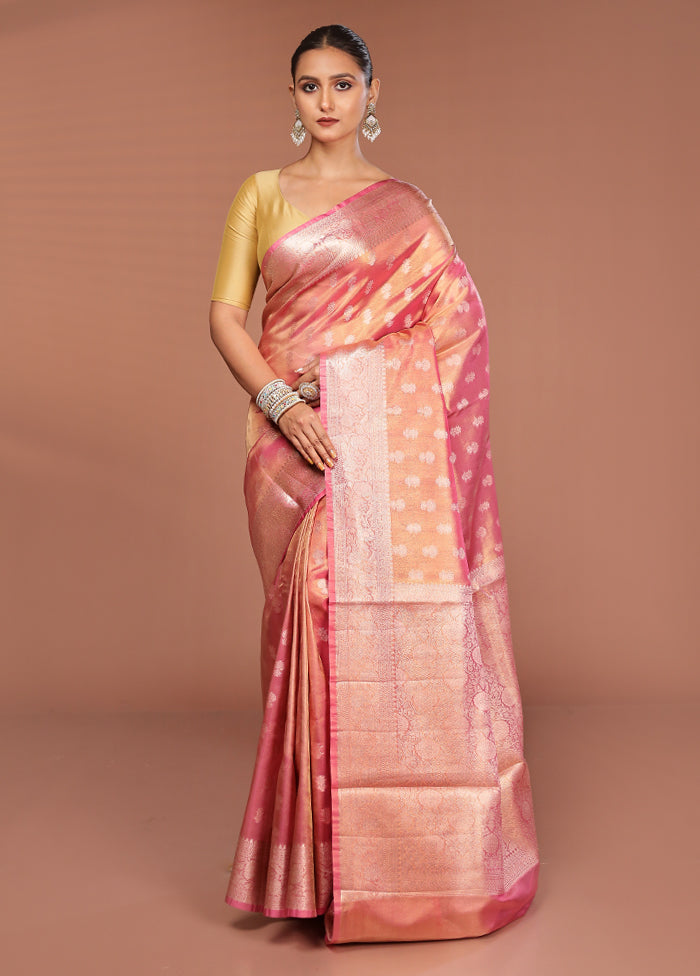 Pink Tissue Silk Saree With Blouse Piece