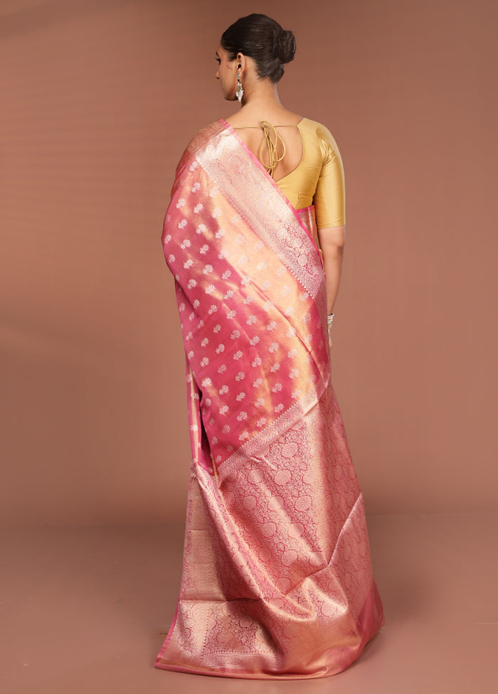 Pink Tissue Silk Saree With Blouse Piece