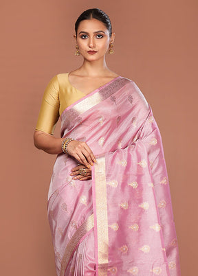 Pink Tissue Silk Saree With Blouse Piece