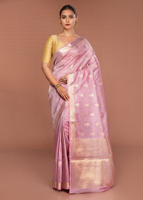 Pink Tissue Silk Saree With Blouse Piece