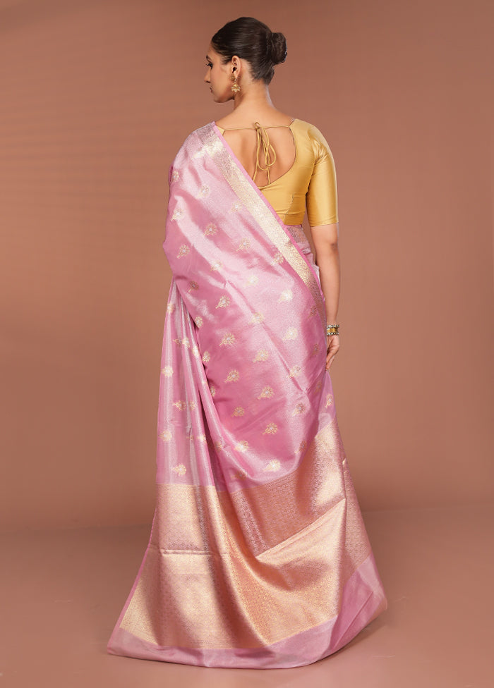 Pink Tissue Silk Saree With Blouse Piece