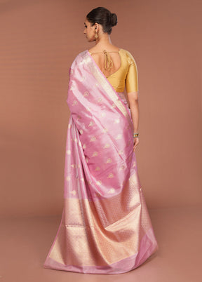 Pink Tissue Silk Saree With Blouse Piece