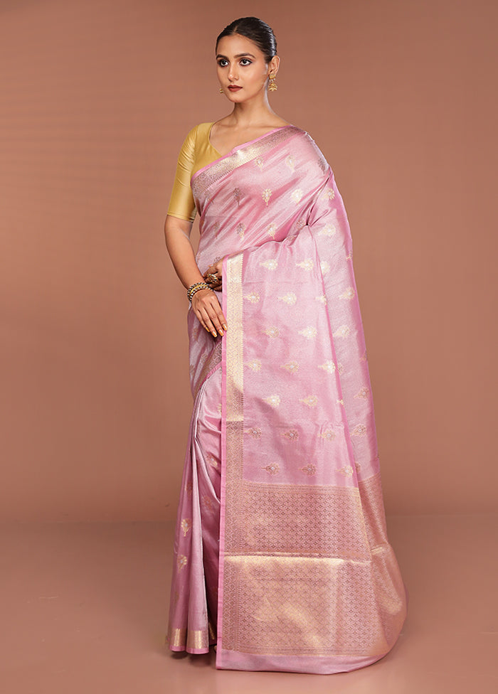 Pink Tissue Silk Saree With Blouse Piece