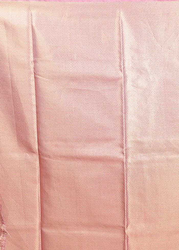 Pink Tissue Silk Saree With Blouse Piece