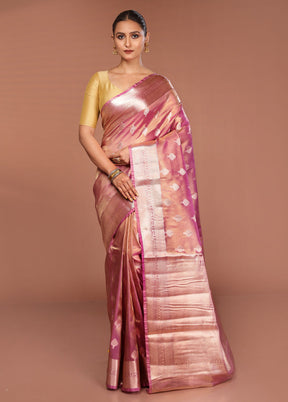 Pink Tissue Silk Saree With Blouse Piece