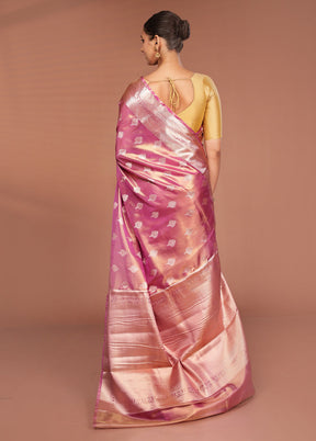 Pink Tissue Silk Saree With Blouse Piece