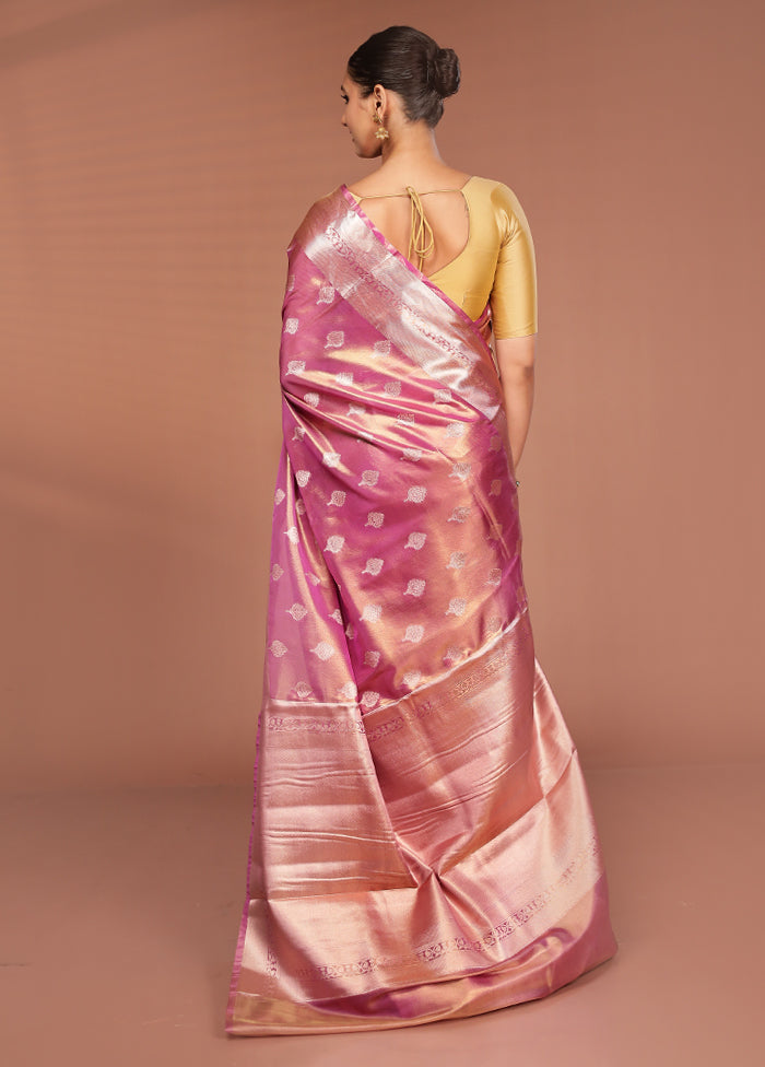 Pink Tissue Silk Saree With Blouse Piece