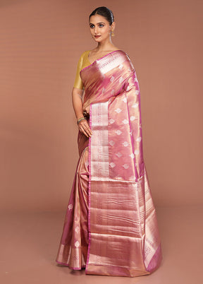 Pink Tissue Silk Saree With Blouse Piece