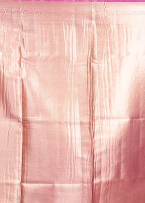 Pink Tissue Silk Saree With Blouse Piece