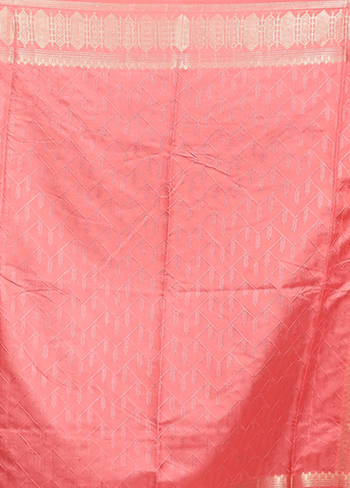 Pink Kora Silk Saree With Blouse Piece