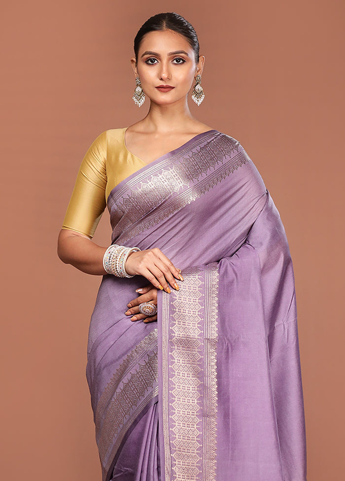 Blue Kora Silk Saree With Blouse Piece