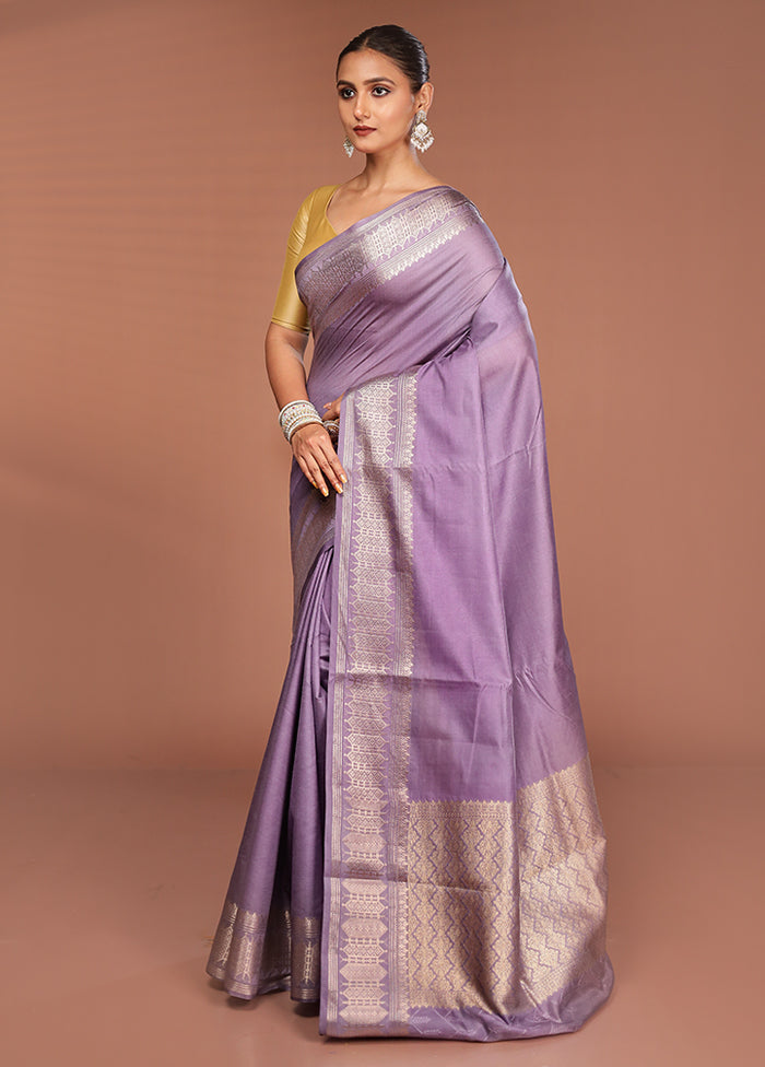 Blue Kora Silk Saree With Blouse Piece