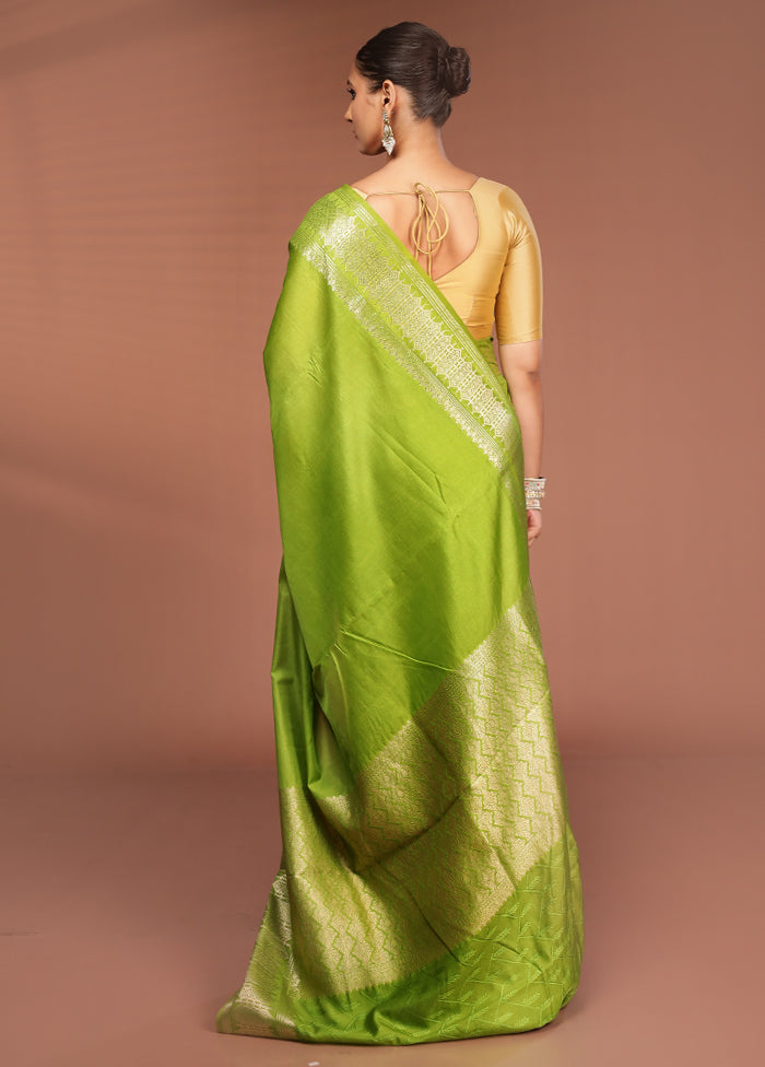 Green Kora Silk Saree With Blouse Piece