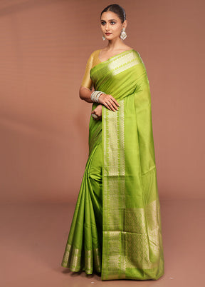 Green Kora Silk Saree With Blouse Piece