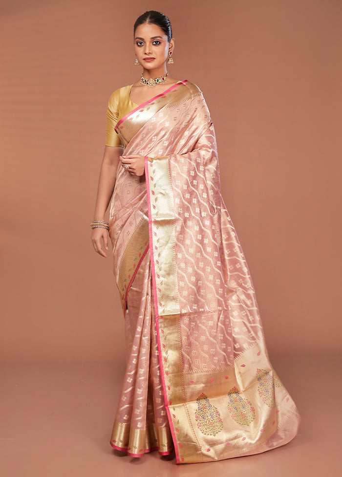 Pink Tissue Silk Saree With Blouse Piece