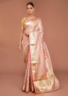 Pink Tissue Silk Saree With Blouse Piece