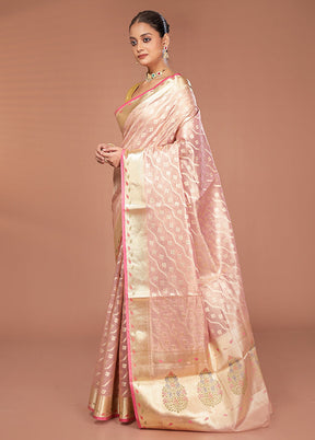 Pink Tissue Silk Saree With Blouse Piece