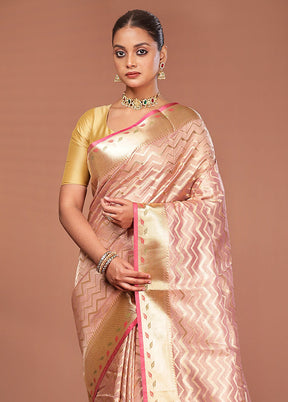 Pink Tissue Silk Saree With Blouse Piece