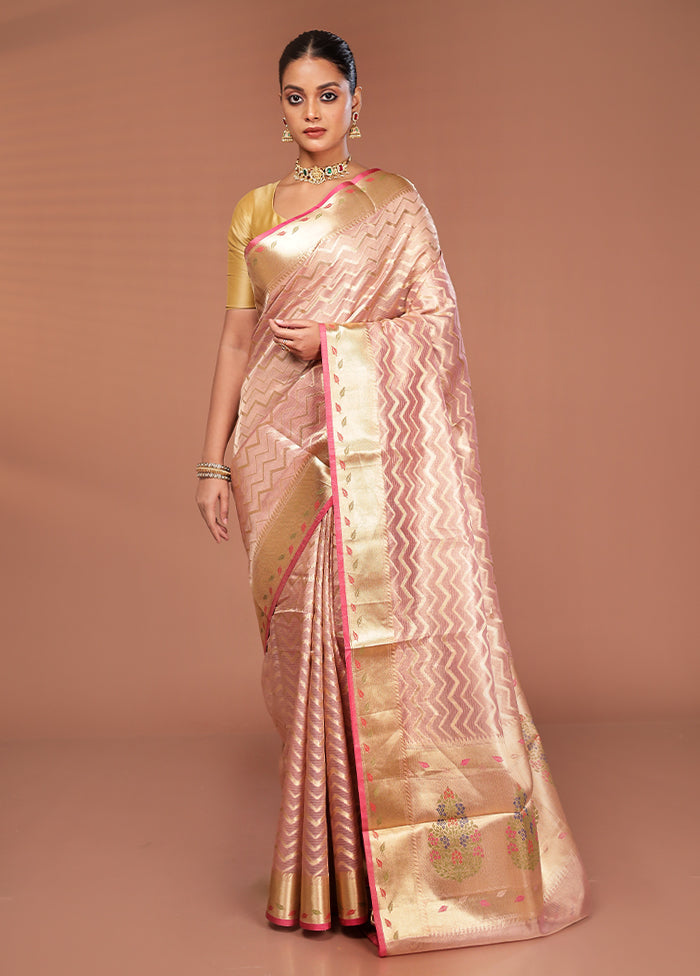Pink Tissue Silk Saree With Blouse Piece